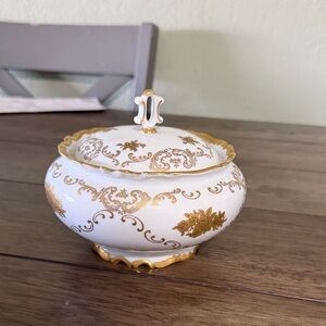 EReichenbach Fine China Covered Candy Dish Gold Floral Germany 5”